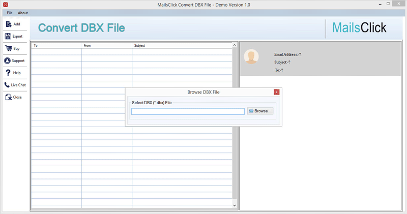 MailsClick Convert DBX File screenshot