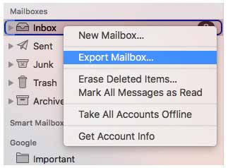 export mailbox