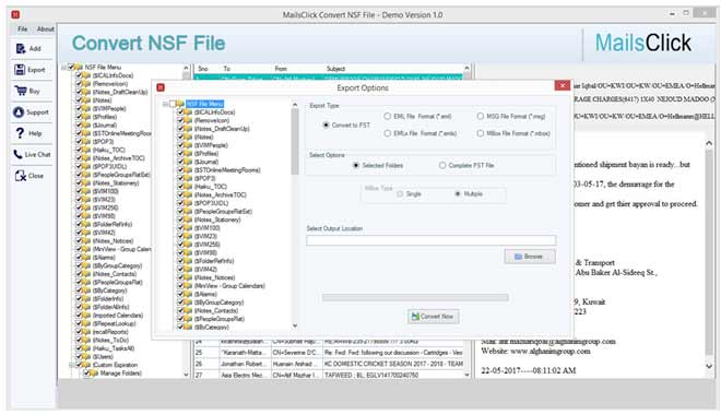 nsf export option