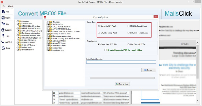 choose mbox desire location