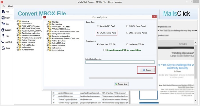 select eml option