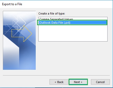 select pst file