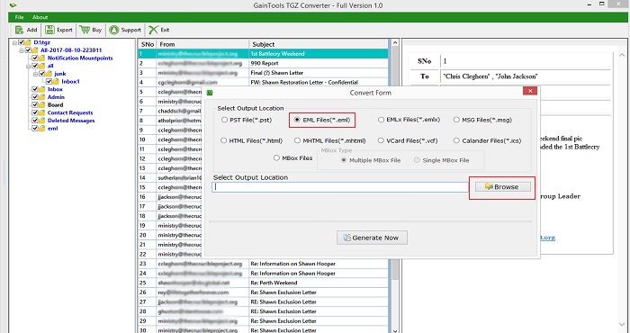 select eml format